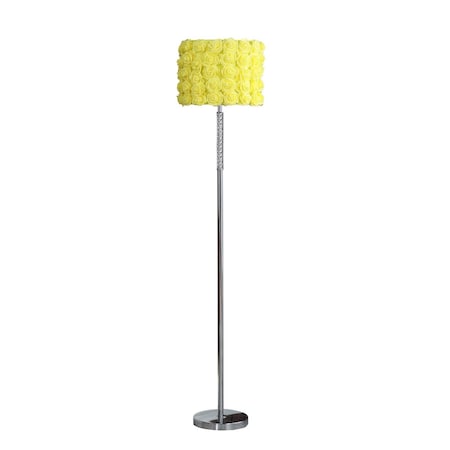 Estallar 63 in. Traditional Shaped Floor Lamp with Yellow Roses Drum Shade, Steel ES3096528